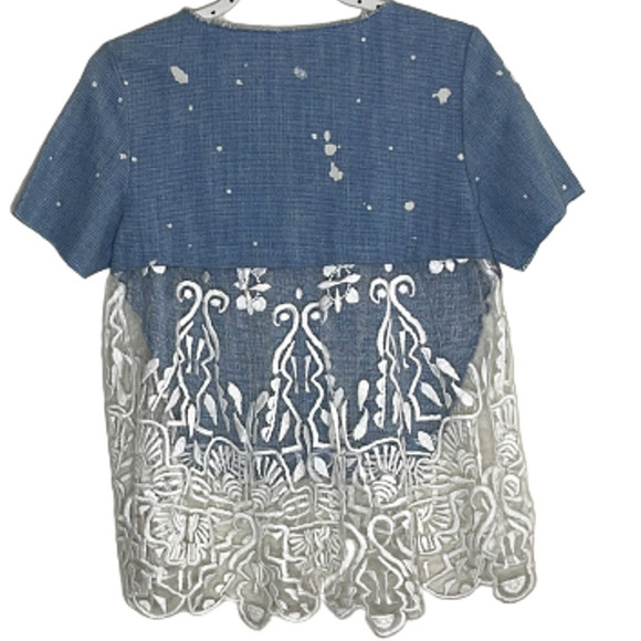 SEA NEW YORK EMBROIDERED SHORT SLEEVE TOP SIZE 0 - Picture 7 of 8